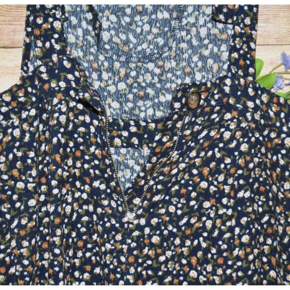 Saint Geraldine Ditsy Micro Floral Cord Overall Size M Black Jumpsuit Boho Retro - Picture 8 of 12